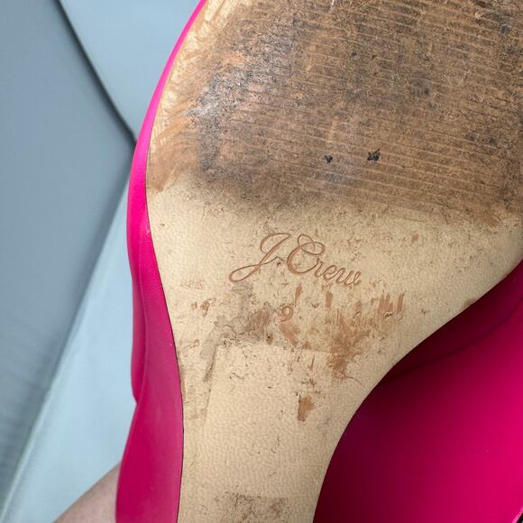 J. Crew Bianca Wedge Sandals Pink Leather Open Toe Slip-On Heels Size 9 - Picture 10 of 11